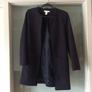 Zara Collarless Navy Blazer
